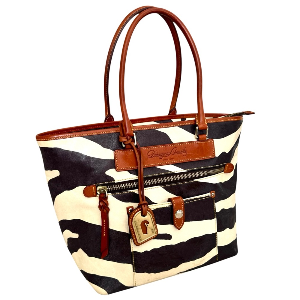 Dooney & Bourke Large Shoulder Bag Zebra Print Vachetta Leather Tote - Picture 5 of 17